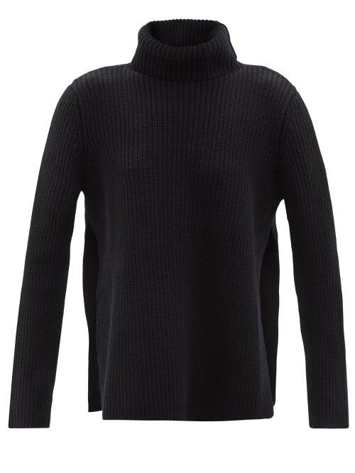 Raey - Responsible-wool Split-side Roll-neck Sweater - Womens - Black