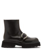 Matchesfashion.com Gucci - Hunder Dionysus-buckle Leather Boots - Womens - Black