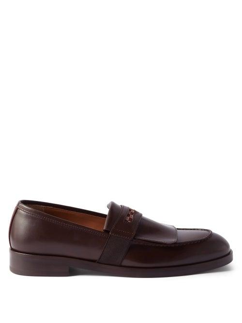 Armando Cabral - Bissau Woven-panel Leather Loafers - Mens - Brown