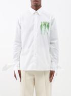 Jw Anderson - Slime-logo Cotton-poplin Shirt - Mens - White Green
