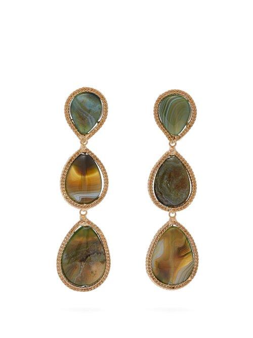 Matchesfashion.com Rosantica By Michela Panero - Scarabeo Drop Earrings - Womens - Green