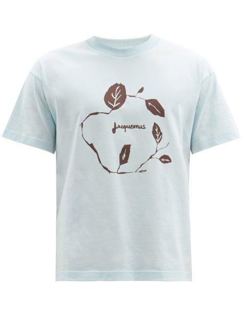 Matchesfashion.com Jacquemus - Leaf-print Cotton-jersey T-shirt - Mens - Blue