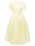 Matchesfashion.com Cecilie Bahnsen - Anna Wrap-front Pintucked Organza Midi Dress - Womens - Yellow