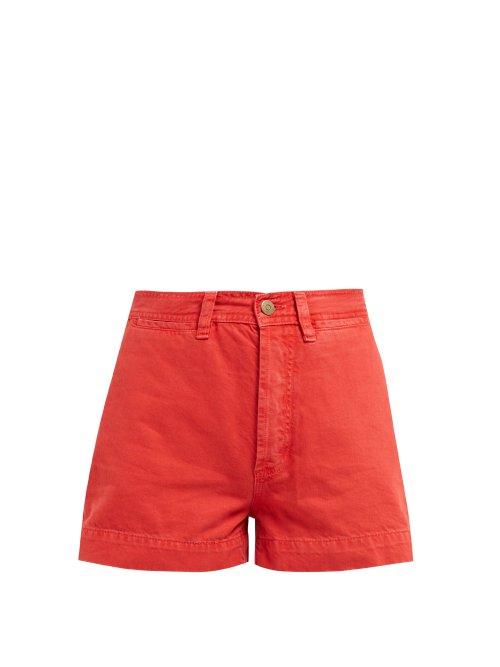 Matchesfashion.com M.i.h Jeans - Caron High Waisted Denim Shorts - Womens - Red