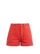 Matchesfashion.com M.i.h Jeans - Caron High Waisted Denim Shorts - Womens - Red