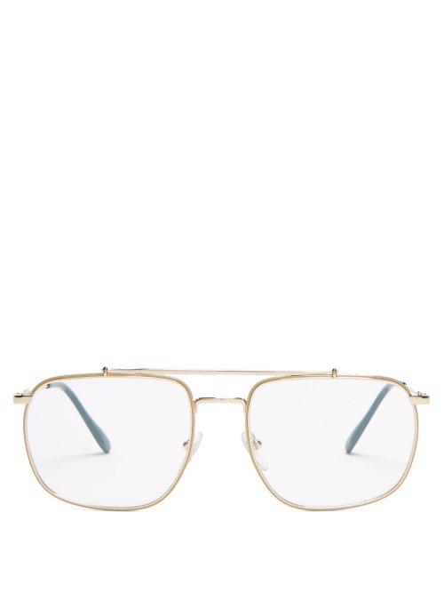 Matchesfashion.com Prada Eyewear - Aviator Frame Metal Glasses - Mens - Gold