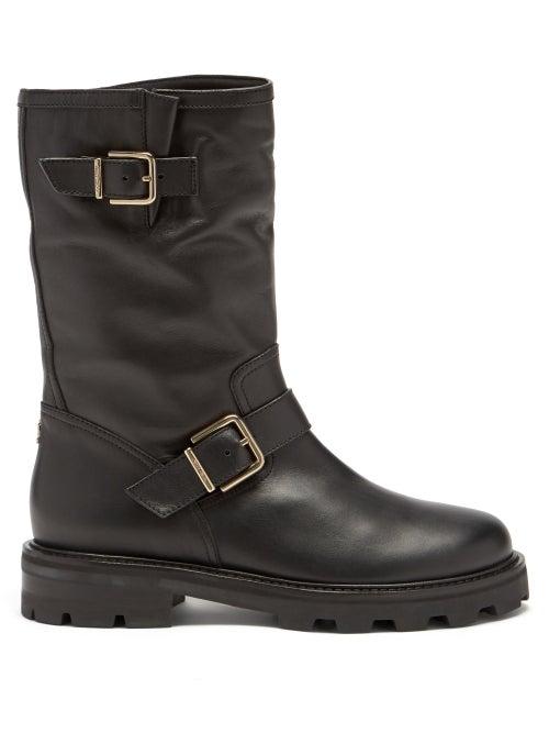 Jimmy Choo - Biker Ii Buckled Leather Boots - Womens - Black