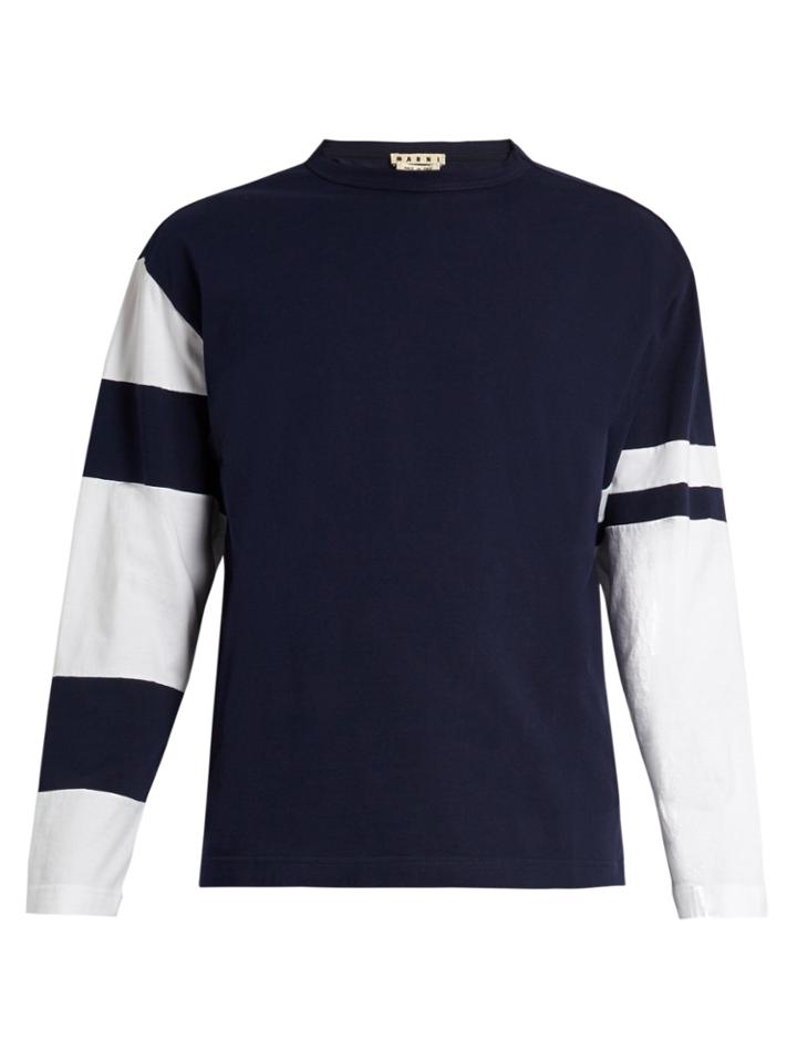 Marni Bi-colour Long-sleeved Cotton-jersey T-shirt
