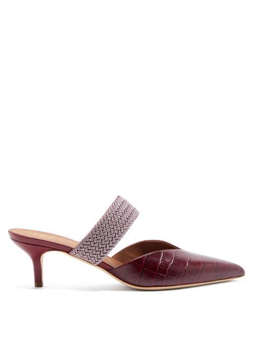 Matchesfashion.com Malone Souliers - Maisie Croc-effect Leather Mules - Womens - Burgundy