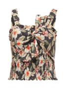 Matchesfashion.com Rebecca Taylor - Kamea Shirred Floral Print Cotton Top - Womens - Black Multi