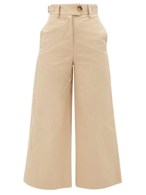 Lee Mathews - Hudson Cotton-drill Wide-leg Trousers - Womens - Beige