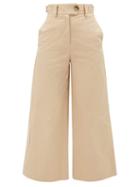 Lee Mathews - Hudson Cotton-drill Wide-leg Trousers - Womens - Beige
