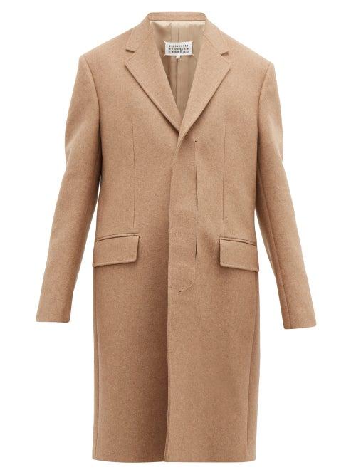Matchesfashion.com Maison Margiela - Laser Cut Placket Wool Twill Overcoat - Mens - Camel