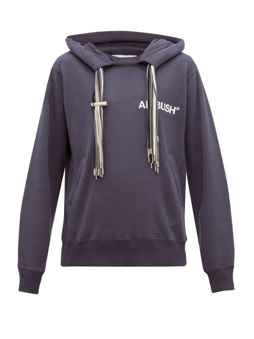 Matchesfashion.com Ambush - Drawstring Tassel Cotton Jersey Hooded Sweatshirt - Mens - Blue