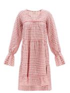 Matchesfashion.com Belize - Medina Tiered Gingham Cotton-blend Dress - Womens - Pink Print