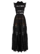 Elie Saab Lace-panelled Ruffled Georgette Gown