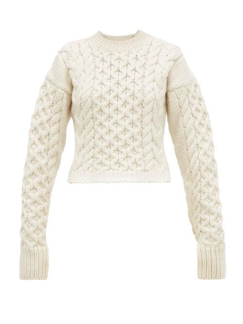 Matchesfashion.com Joseph - Cable Knit Wool Blend Sweater - Womens - Cream