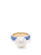 Fry Powers - Baroque Pearl & Enamelled 14kt Gold Ring - Womens - Purple
