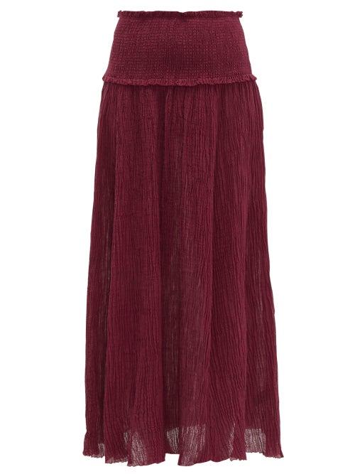 Matchesfashion.com Zimmermann - Suraya Pliss Gauze Maxi Skirt - Womens - Burgundy
