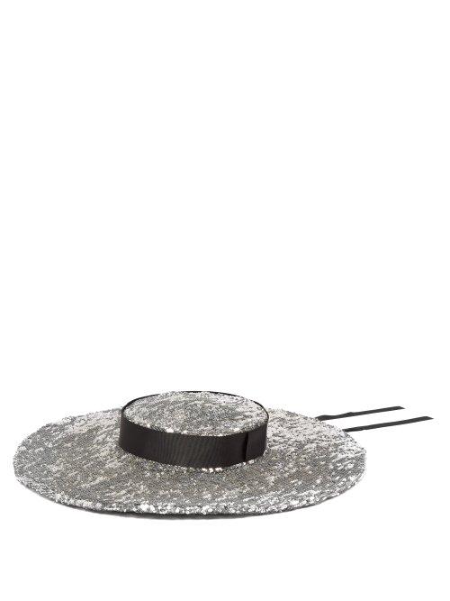 Matchesfashion.com Harris Reed - Wide Brim Sequinned Hat - Womens - Silver