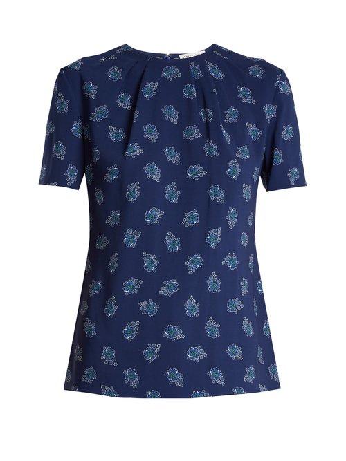 Matchesfashion.com Altuzarra - Devan Floral Print Stretch Faille Top - Womens - Blue Print