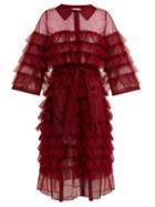 Matchesfashion.com Molly Goddard - Kizzy Ruffled Tulle Coat - Womens - Burgundy