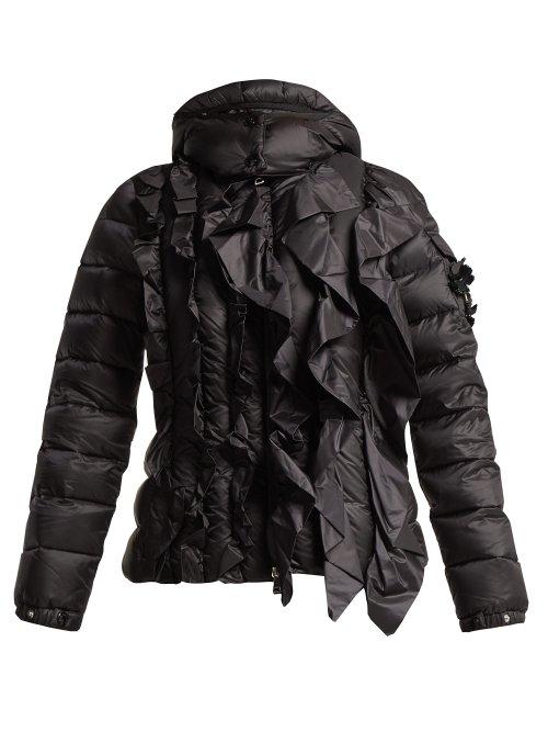 Matchesfashion.com 4 Moncler Simone Rocha - Darcy Ruffled Quilted Jacket - Womens - Black