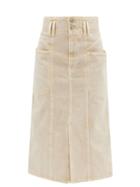 Isabel Marant Toile - Toria Front-slit Denim Midi Skirt - Womens - Beige