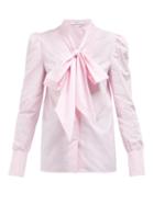 Matchesfashion.com Racil - Agata Neck Tie Cotton Blouse - Womens - Pink