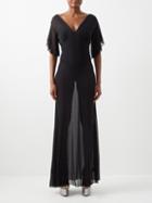 Norma Kamali - Angel V-neck Jersey-mesh Gown - Womens - Black
