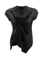Matchesfashion.com A.w.a.k.e. Mode - Ruched Raw-hemmed Satin Top - Womens - Black
