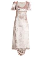 Matchesfashion.com Brock Collection - Docia Draped Velvet Midi Dress - Womens - Pink