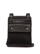 Matchesfashion.com Bottega Veneta - Intrecciato Woven Leather And Canvas Bag - Mens - Black