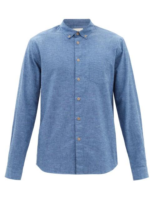Folk - Patch-pocket Organic-cotton Shirt - Mens - Indigo