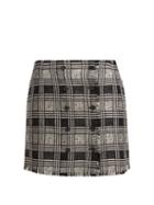Matchesfashion.com Thom Browne - Prince Of Wales Check Wool Blend Tweed Skirt - Womens - Black White