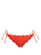 Ladies Beachwear Marysia - Mott Scalloped-edge Tie-side Bikini Briefs - Womens - Red