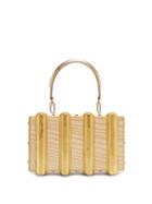 Matchesfashion.com Sabry Marouf - The Djed Minaudire Gold Leaf & Wood Bag - Womens - Beige Multi