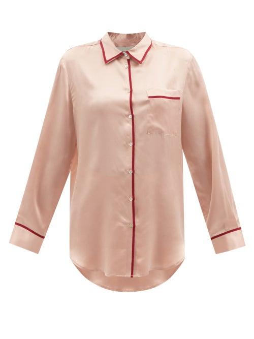 Asceno - London Sandwashed-silk Pyjama Shirt - Womens - Light Pink