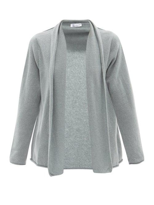 Johnstons Of Elgin - Waterfall Cashmere Cardigan - Womens - Light Blue / Grey