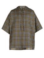 Matchesfashion.com Balenciaga - Hooded Short Sleeved Plaid Shirt - Mens - Grey