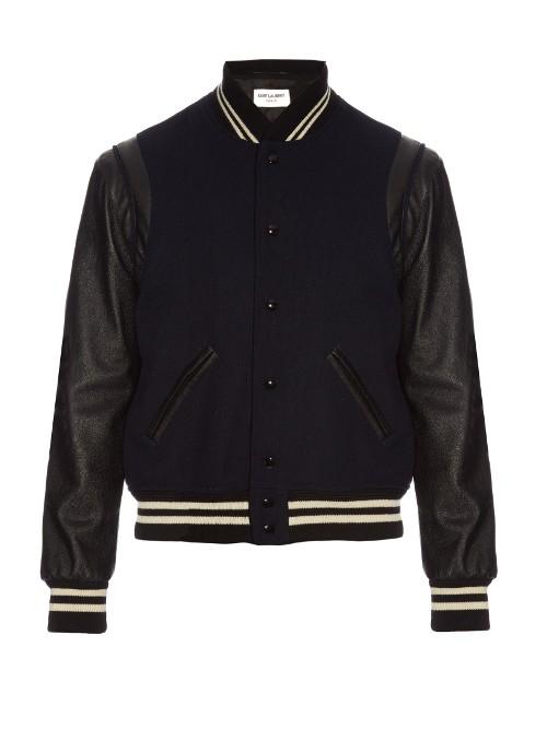 Saint Laurent Wool And Leather Bomber Jacket