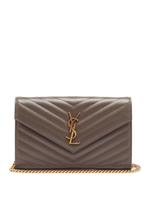 Matchesfashion.com Saint Laurent - Quilted-leather Envelope Cross-body Bag - Womens - Dark Grey