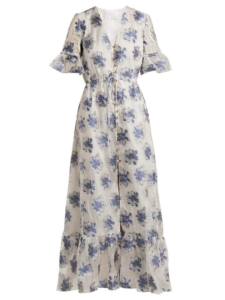 Athena Procopiou In The Hills V-neck Floral-jacquard Dress