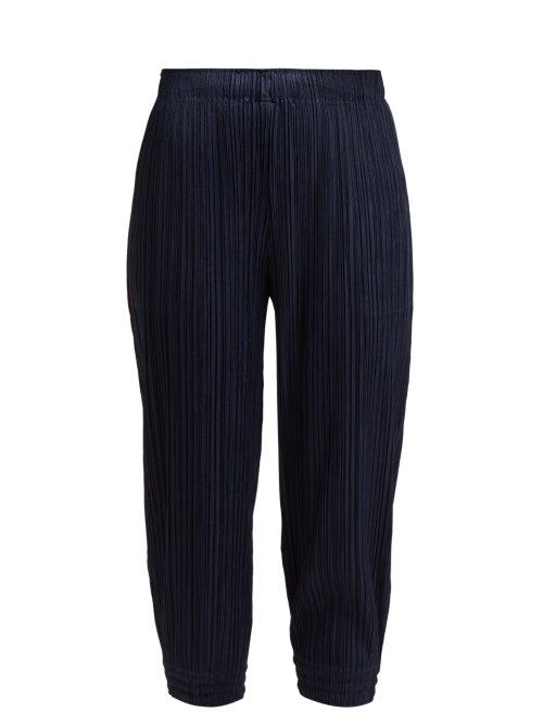 Matchesfashion.com Pleats Please Issey Miyake - Pleated High Rise Tapered Trousers - Womens - Navy