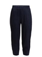Matchesfashion.com Pleats Please Issey Miyake - Pleated High Rise Tapered Trousers - Womens - Navy