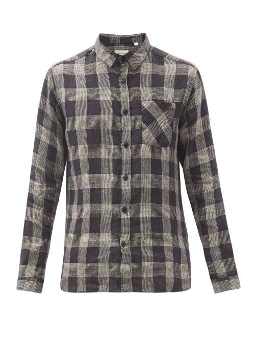 Matchesfashion.com Oliver Spencer - New York Special Check Linen Shirt - Mens - Black