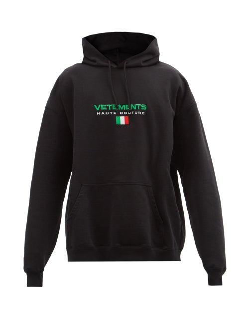 Vetements - Haute Couture-logo Cotton-blend Hooded Sweatshirt - Mens - Black