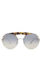 Prada Eyewear Embellished Round-frame Metal Sunglasses