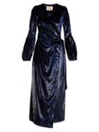 Matchesfashion.com Maria Lucia Hohan - Assia Velvet Wrap Dress - Womens - Navy