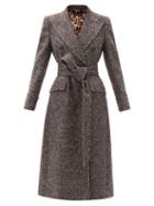 Matchesfashion.com Dolce & Gabbana - Double-breasted Wool-blend Tweed Longline Coat - Womens - Grey Multi